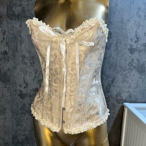 Elegant Cream Corset with Lace Trim